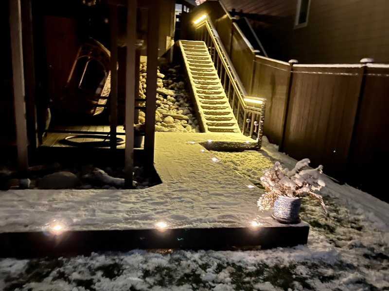 Exterior lighting in snow