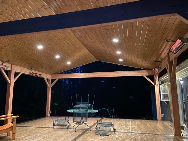 Covered porch with lighting